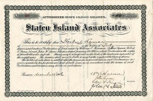 Staten Island Associates signed by Wm. E. Harmon